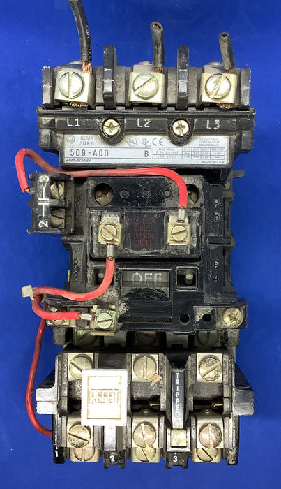 509-A0D Allen-Bradley Nema Size 0 Contactor 3 Phase 27 Amp 600V Coil 120V