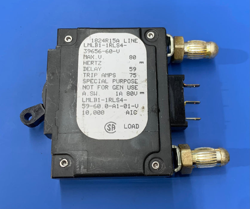 AIRPAX LMLB1-1RLS4-39656-60-V, 60AMP CIRCUIT BREAKER BULLET STYLE