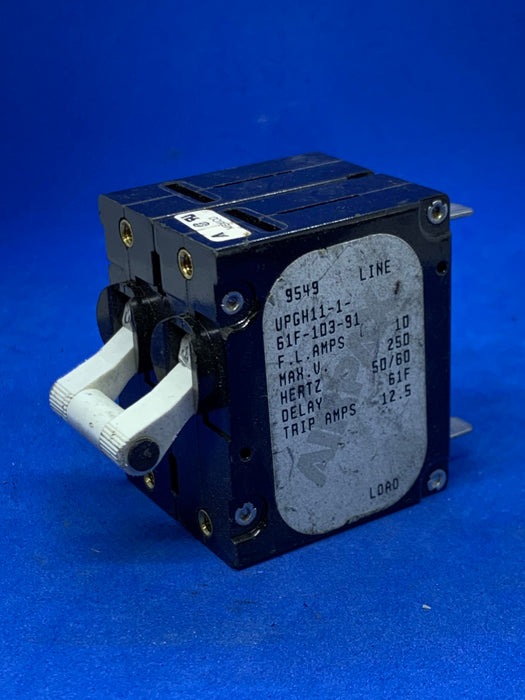 AIRPAX 10 F.L.AMP CIRCUIT BREAKER UPGH11-1-61F-103-91