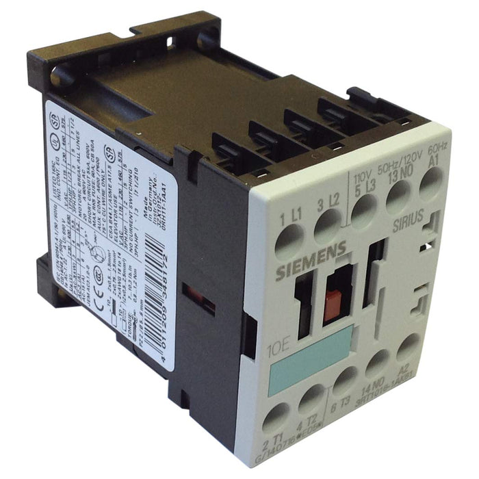 3RT1016-1AK61 | SIEMENS Power CONTACTOR, AC3, 9A, 4KW, 400V, 1NO, 110VAC, 3 Pole