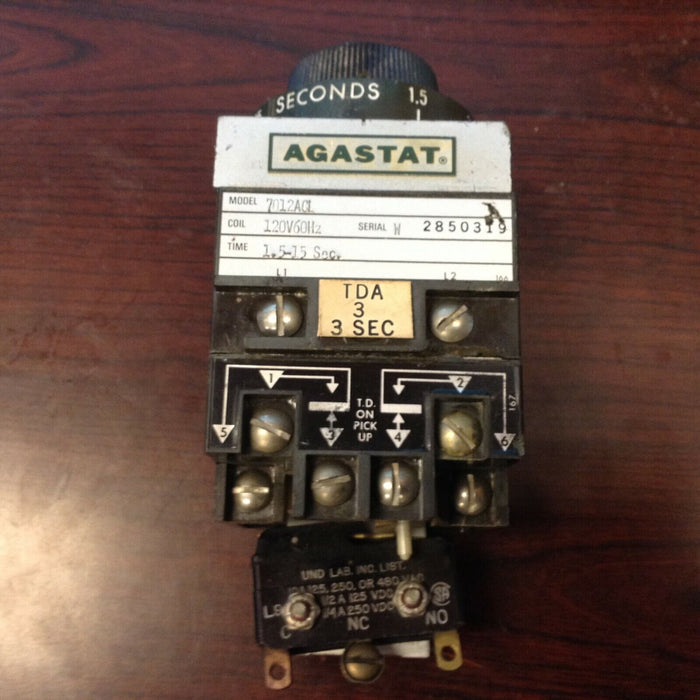 Agastat 7012ACL Time Delay Relay 1.5-15 Sec 120v-ac