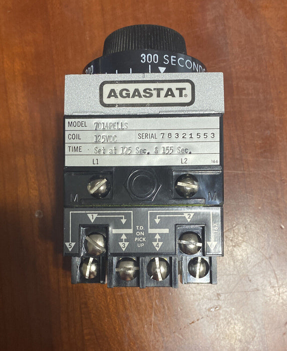 TE Connectivity / Agastat Brand 7014PELLS 125VDC Coil Time Set at 125 & 155 Sec.