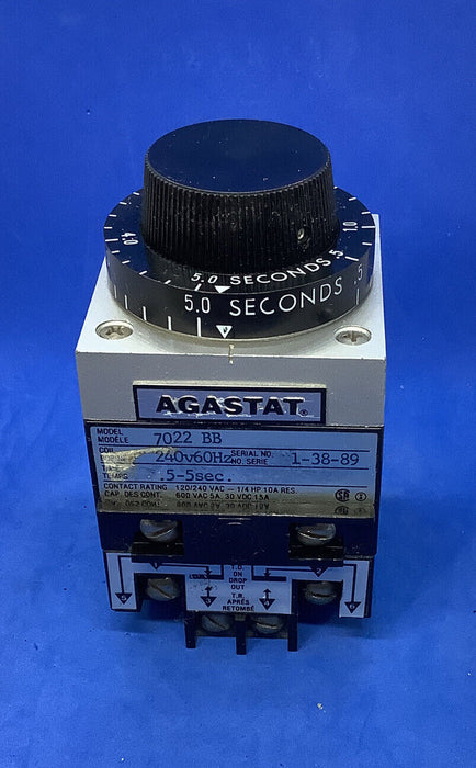 Agastat 7022BB 240V 60HZ TIME .5–5 SEC. (Refurbished)