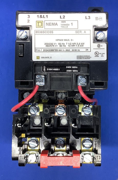 Square D 8536SCO3V02S, Starter 600 VAC 27 AMP NEMA, Non- reversing, Full Voltage