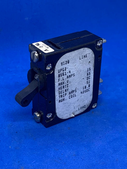 AIRPAX 15 AMP CIRCUIT BREAKER UPG2-8551-4