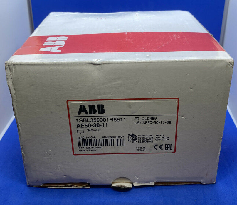 ABB AE50-30-11-89 240VDC AC Non-Reversing IEC Contactor A Series NEW in Box