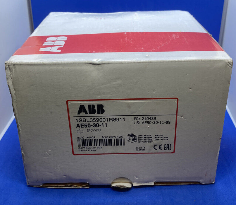 ABB AE50-30-11-89 240VDC AC Non-Reversing IEC Contactor A Series NEW in Box