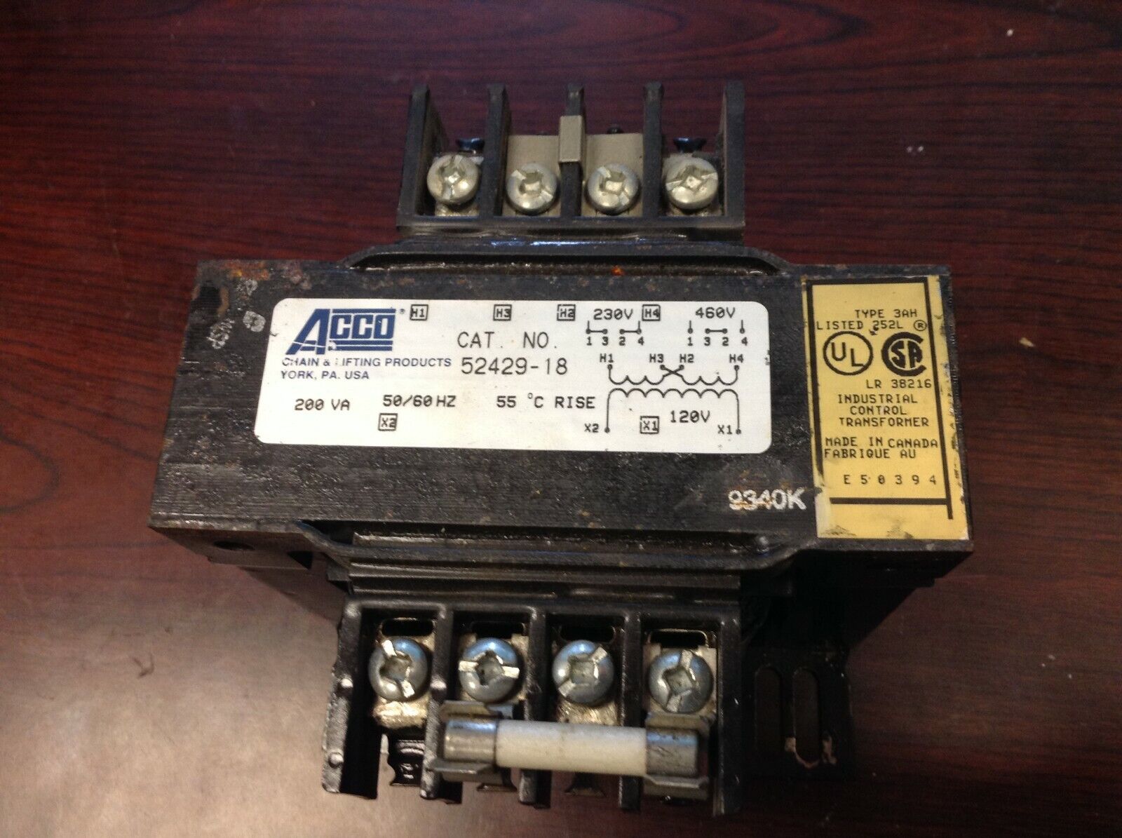 Transformador de control industrial ACCO LR38216 tipo 3AH