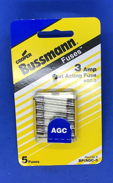 Bussmann Fuses 5PK 3A AGC-3 Glass Fuse