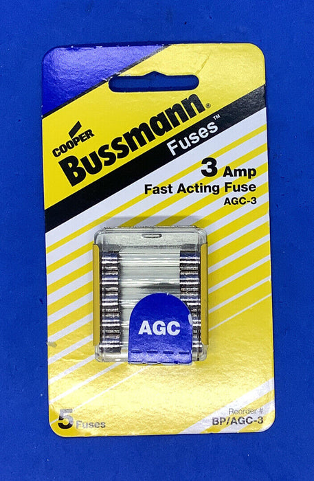 Bussmann Fuses 5PK 3A AGC-3 Glass Fuse