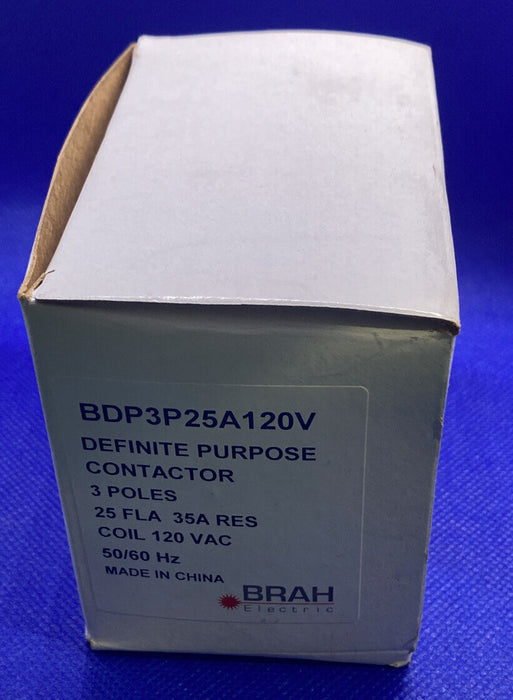 BDP3P25A120V Definite Purpose Contactor 3P 25A 600V max w/ 120V Control Coil