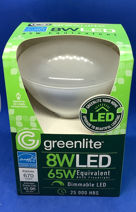 GreenLite 8W LED 65W Equivalent Dimmable BR30 Floodlight 4 pack Bulbs New