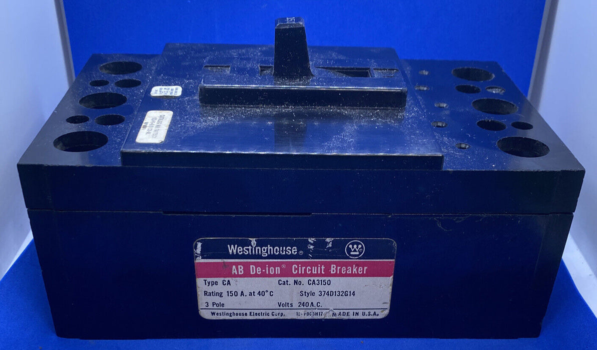 WESTINGHOUSE CA3150, 150 Amp, 240 Volt, 3 Pole, 10K Circuit Breaker (USED)