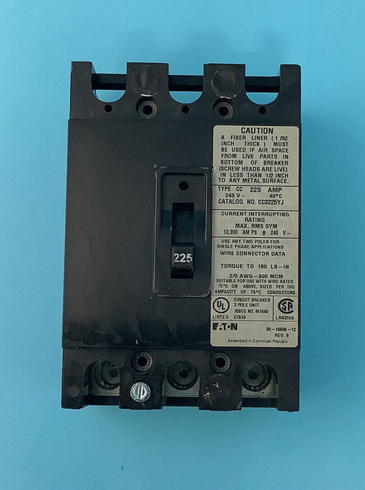 Eaton / Cutler Hammer CC3225 225Amp 3 Pole 240V Circuit Breaker