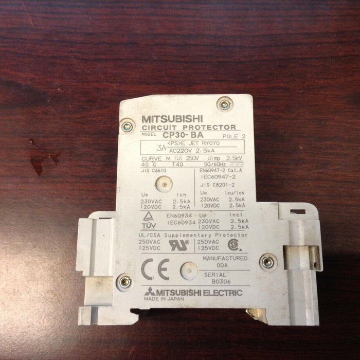 Mitsubishi CP30-BA 1A Circuit Protector 2 Pole 17134 250VAC/125VDC