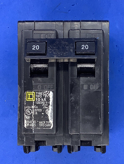 Square D HOM 20 Amp, 10KA 120/240V 40C DP 4075 HACR TYPE Circuit Breaker