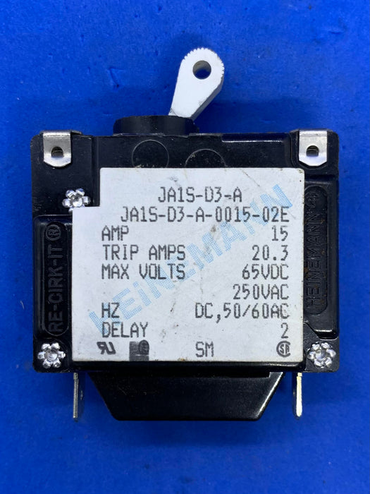 HEINEMANN JA1S-D3-A-0015-02E, 15AMP, Circuit Breaker