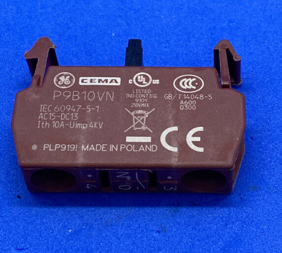 General Electric P9B10VN Contact Block 1NO GE C-2000