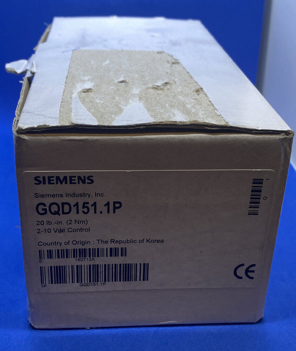 Siemens Building Technology Gqd151.1P - Mod 2/10Vdc Dcactuator 24V