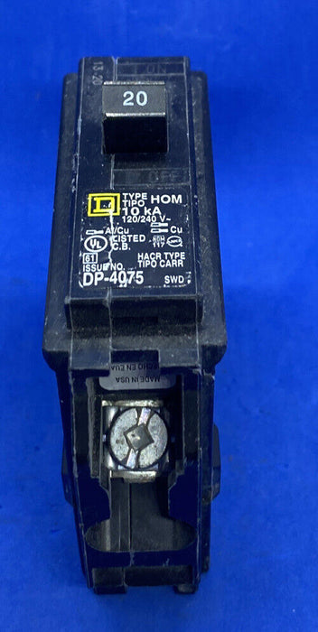 Square D Homeline 20 Amp Single 1 Pole Circuit Breaker  HOM120