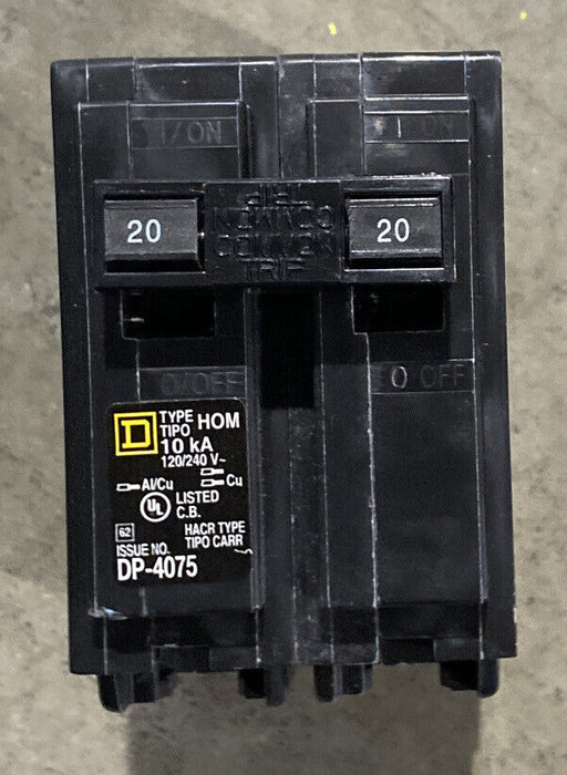 Square D HOM220 HOM220CP Homeline 20 Amp 2 Pole Circuit Breaker 120/240V
