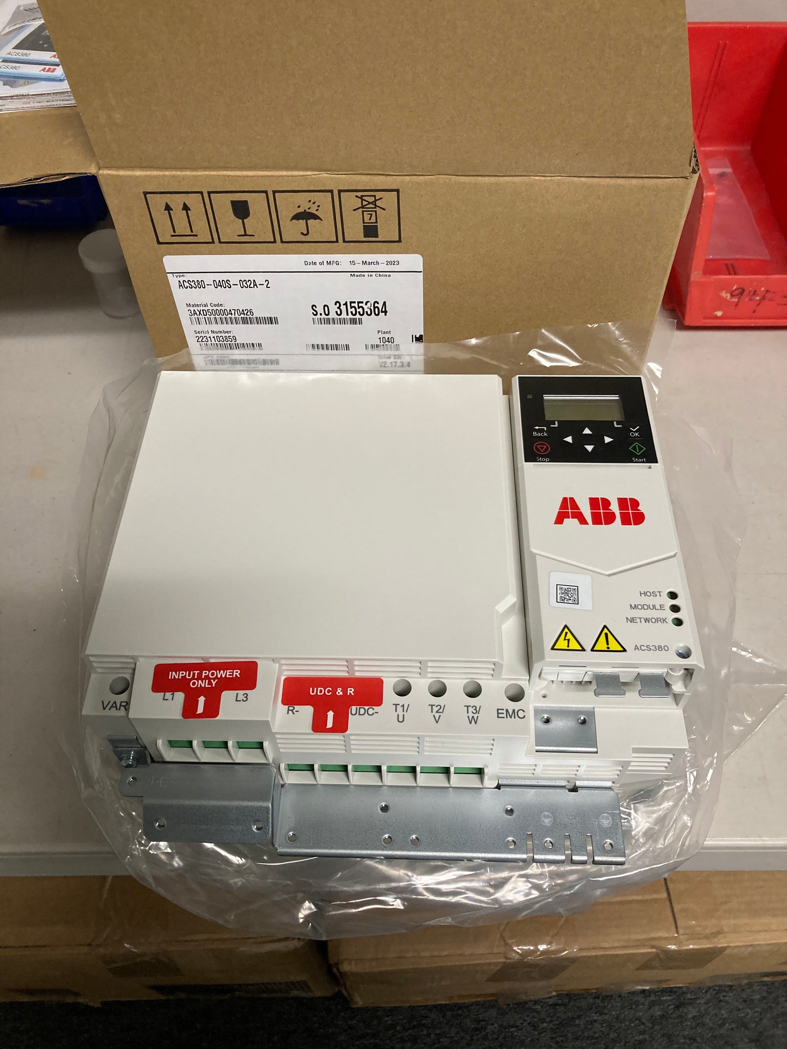 ABB ACS380040S032A2 Variable Frequency Drive, 10 HP, 3 Phase, 240V