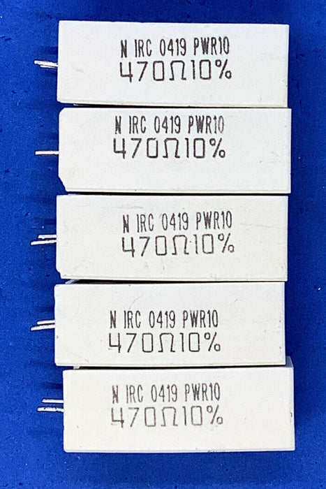 LOT OF 5 N IRC 0125 PWR10 CEMENT RESISTORS 470 Ohm 10%