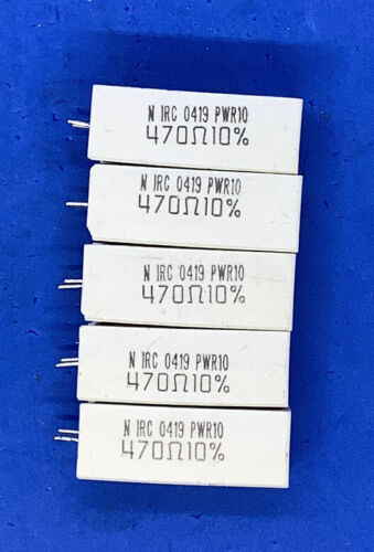 LOT OF 5 N IRC 0125 PWR10 CEMENT RESISTORS 470 Ohm 10%