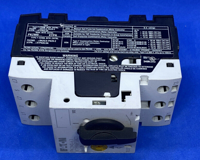 EATON PKZM0-6.3 Motor Protective Circuit Breaker 2.2kW 4-6.3A Adj.