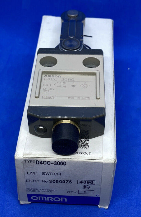 Omron D4CC-3060 Miniature Limit Switch Center Roller Lever 1A at 30VDC Rated Current