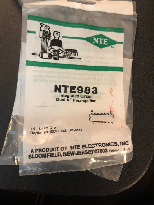 NTE Electronics NTE983 IC LOW NOISE DUAL PREAMP 14 LEAD DIP Replaces SK3887