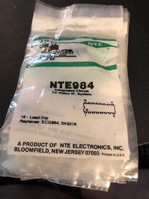 NTE Electronics NTE984 INTEGRATED CIRCUIT TV VIDEO IF SYSTEM 16 LEAD DIP