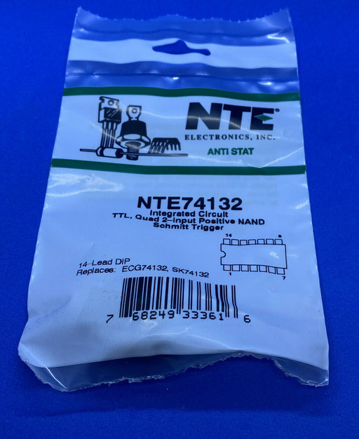 NTE Electronics NTE74132 IC TTL QUAD 2-INPUT POSITIVE NAND SCHMITT TRIGGER - EcoTech Solutions Inc.