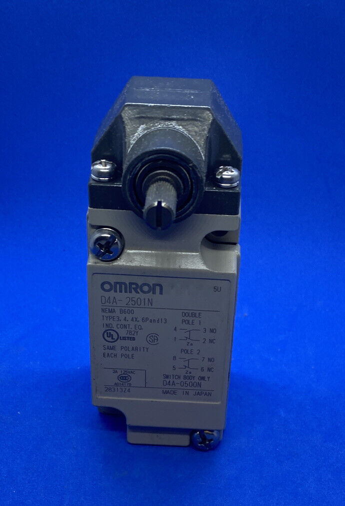 Omron D4a2501n Heavy Duty Limit Switch, No Lever, Rotary, Dpdt, 5A @ 600V Ac