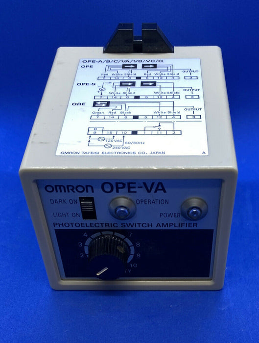 Omron OPE-VA Photo Electric Switch Amplifier 120-240VAC Sensitivity 1-10