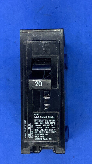 Siemens Q120 - Type QP - 20 Amp Single-Pole Circuit Breaker