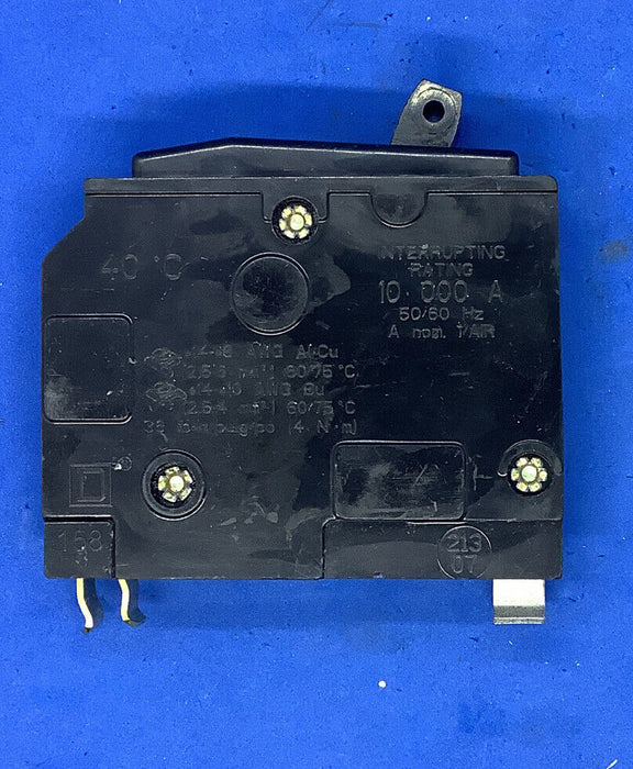 Square D QO115 1 Pole 15 Amp 120/240VAC Type QO Plug In Black Yellow Breaker