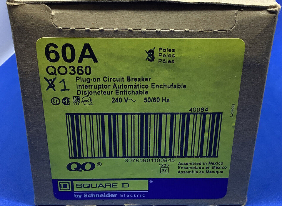 QO360 Square D 3pole 60amp 240V Plug-In Circuit Breaker