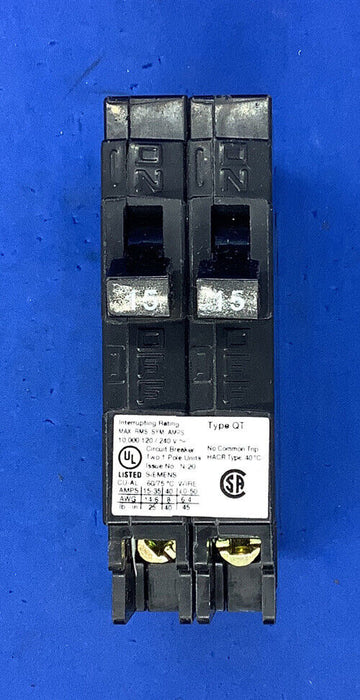 Siemens Type QT 15Amp 120V Twin Dual Circuit Breaker