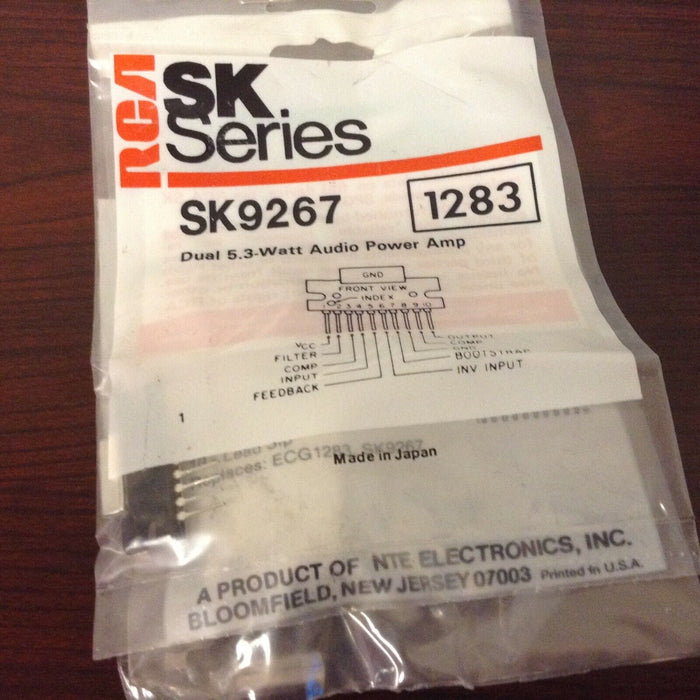 RCA SK9267 - Dual 5.3W Audio Power Amp 10-Lead SIP, NOS