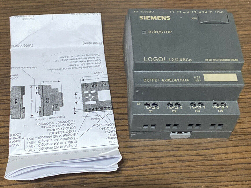 (NEW NO BOX) SIEMENS 6ED1052-2MD00-0BA6 LOGO LOGIC PLC MODULE, 8I P, 4O P, 12V 24V
