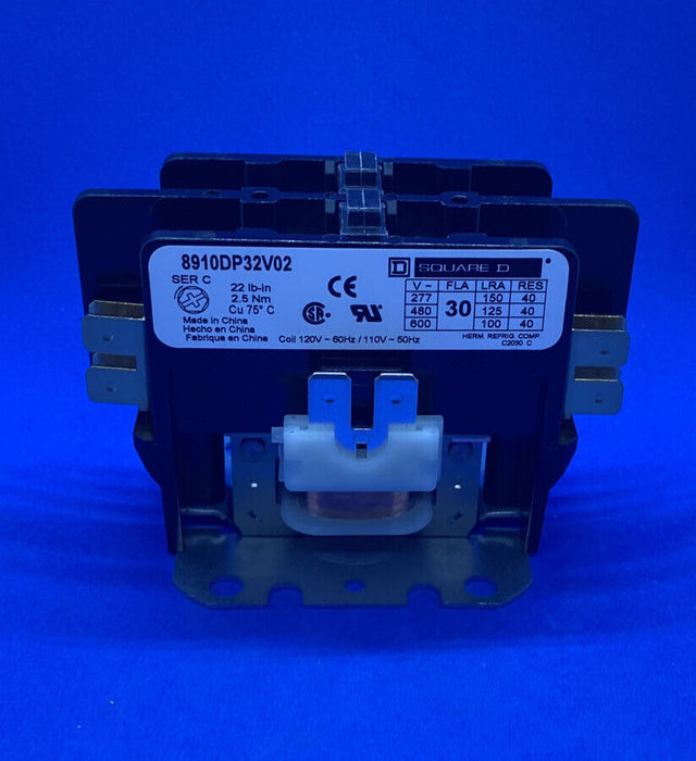 SQUARE D 8910DP32V02 Definit Prpose Cntctr,120VAC,30A,2P