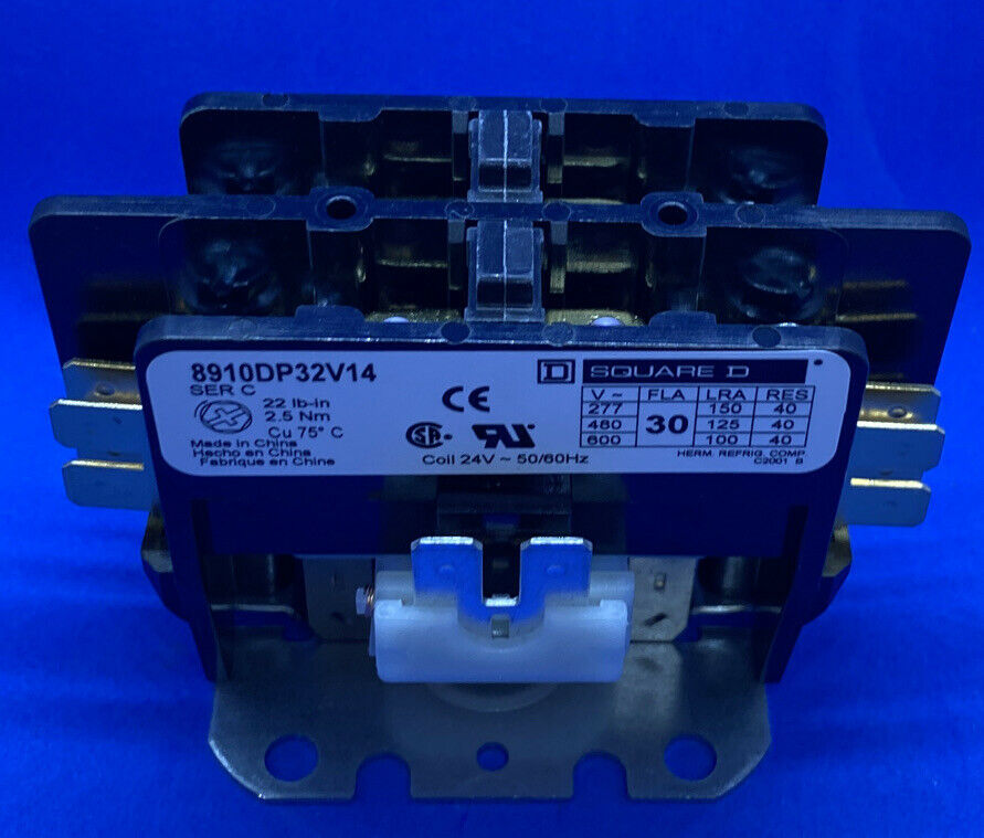 SQUARE D BY SCHNEIDER ELECTRIC - 8910DP32V14 - CONTACTOR DPST 24VAC 30A PANEL