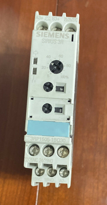 Siemens 3RP1505-1BQ30 Solid State Time Relay Industrial Housing 22.5mm Screw Terminal 16 Function 2 CO Contact Elements 0.05s-100h Time Range AC/DC 24 100-127VAC Control Supply Voltage
