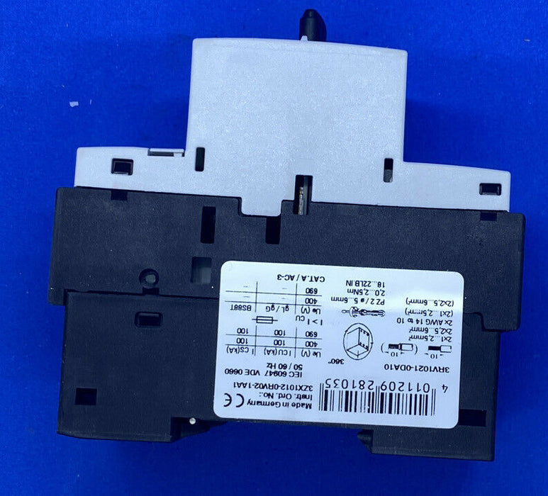 Siemens 3RV1021-0DA10 Manual Starter and Enclosure Open Type 0.22-0.32 FLA Adjustment Range