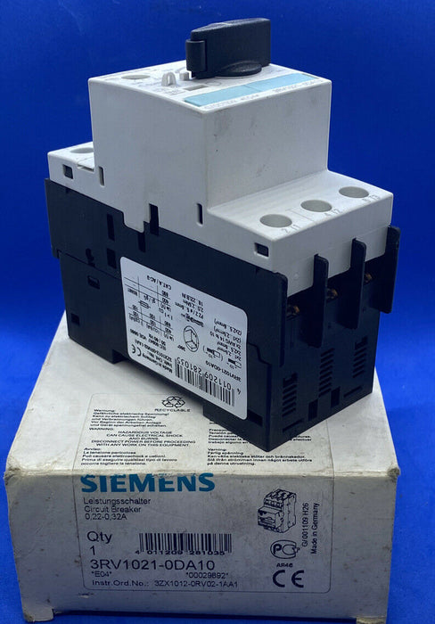 Siemens 3RV1021-0DA10 Manual Starter and Enclosure Open Type 0.22-0.32 FLA Adjustment Range