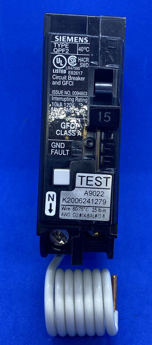 Siemens QF115A 15 Amp Ground Fault Circuit Interrupter With Self Test-