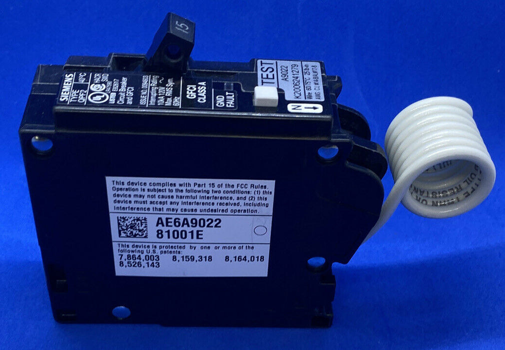 Siemens QF115A 15 Amp Ground Fault Circuit Interrupter With Self Test- Type QPF2