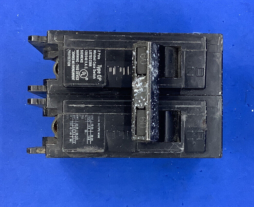 Siemens Type QP 2 Pole 60 Amp 120/240V AC Type Circuit Breaker