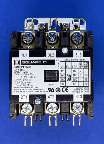 NIB Square D 8910DPA34V02 Definite Purpose Contactor 4 pole 30 fla